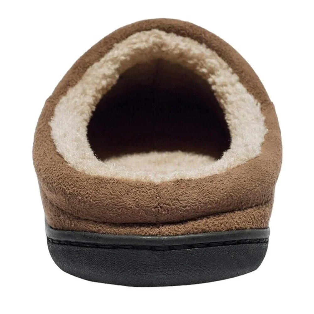Mens Warm Slip On Sz 47/48 Lined Outdoor Indoor Slipper Memory Foam Suede Plush